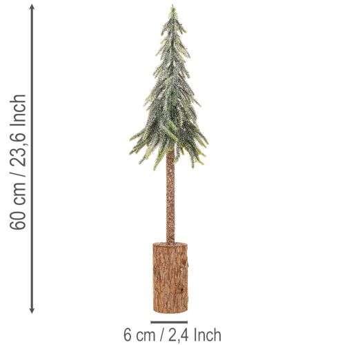 Sapin artificiel, finition givrée, avec socle en bois, décoration hivernale, 60 cm | Floristik24.be