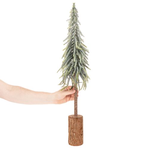 Sapin artificiel givré, arbre décoratif sur socle en bois pour décoration hivernale et de Noël, 75 cm | Floristik24.be