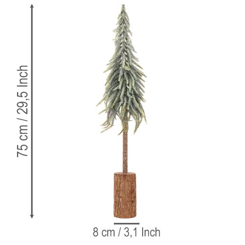 Sapin artificiel givré, arbre décoratif sur socle en bois pour décoration hivernale et de Noël, 75 cm | Floristik24.be