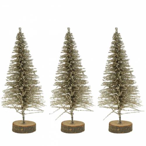 Floristik24 Sapin de Noël décoratif champagne paillettes 8cm 24 pcs