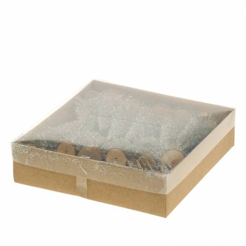 Floristik24 Sapin de Noël décoratif champagne paillettes 8cm 24 pcs