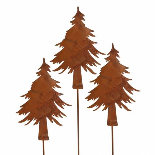 Floristik24 Piquet de jardin sapin métal patiné H46cm 4pcs