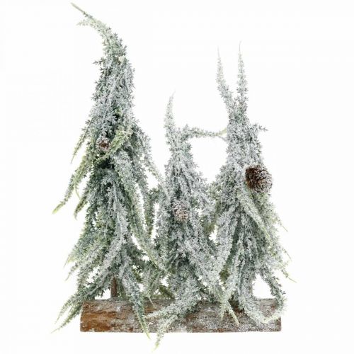 Sapins avec neige, décoration de l'Avent, forêt d'hiver L16.5cm H28cm
