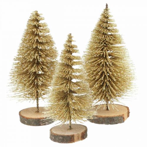 Décoration de table mini sapins doré décoration de Noël H7cm 6pcs