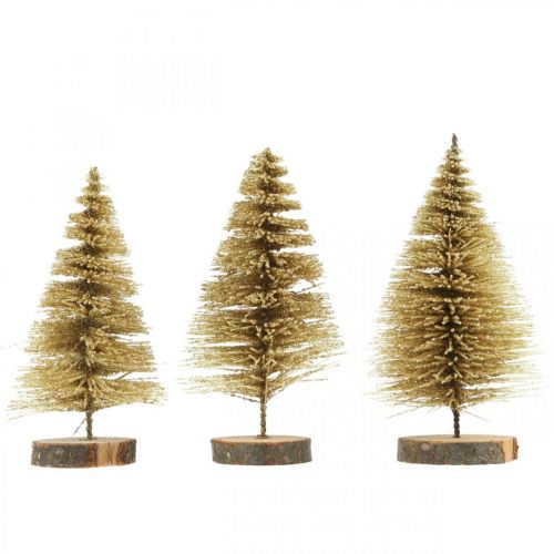 Article Décoration de table mini sapins doré décoration de Noël H7cm 6pcs