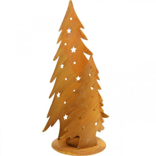 Article Lanterne Sapins de Noël, décoration en métal patiné, Noël H46cm L25,5cm