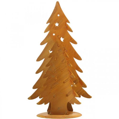 Article Lanterne Sapins de Noël, décoration en métal patiné, Noël H46cm L25,5cm