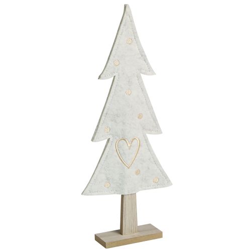 Décoration sapin de Noël en feutrine avec coeur beige crème H35cm 2 pcs