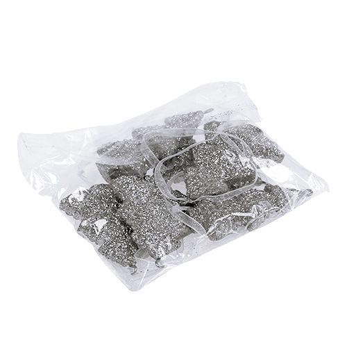 Floristik24 Sapin de Noël argent 6,5cm à accrocher 6pcs