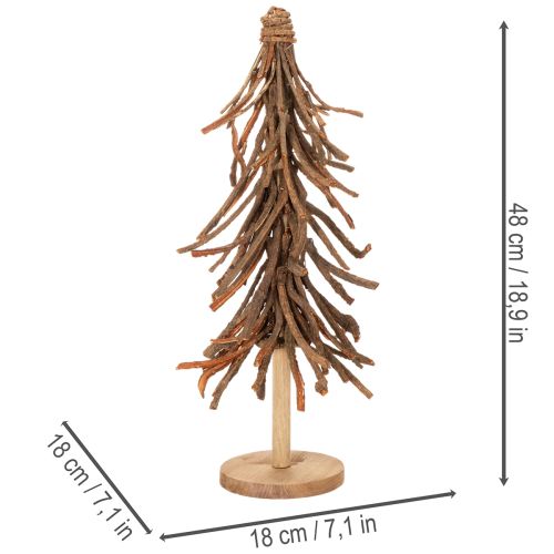 Sapin de Noël en branches de saule sur un socle en bois, 48 cm | Floristik24.be