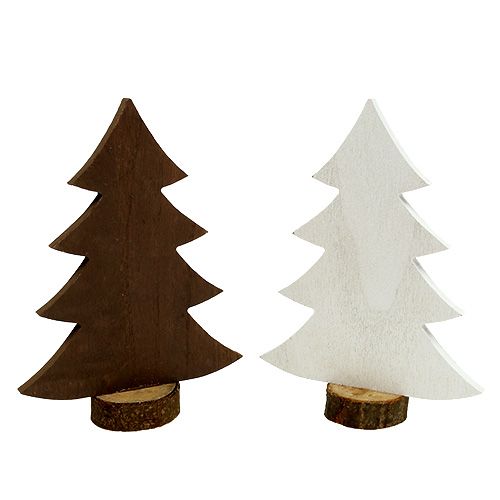 Floristik24 Sapin de Noël blanc, bois brun 21cm 4pcs