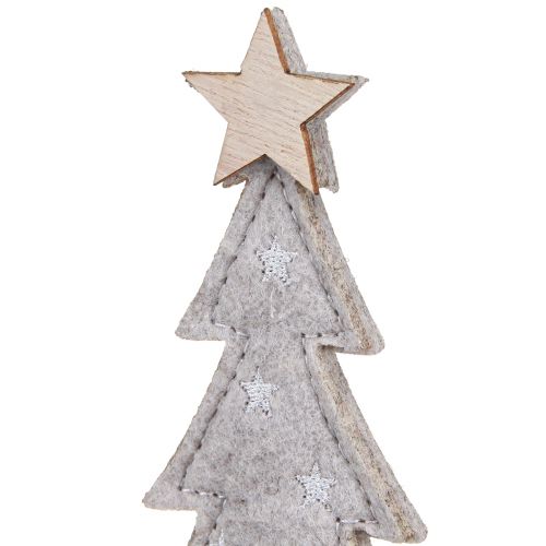 Article Sapin de Noël en feutre décoration avec étoile beige crème 18cm 4 pcs