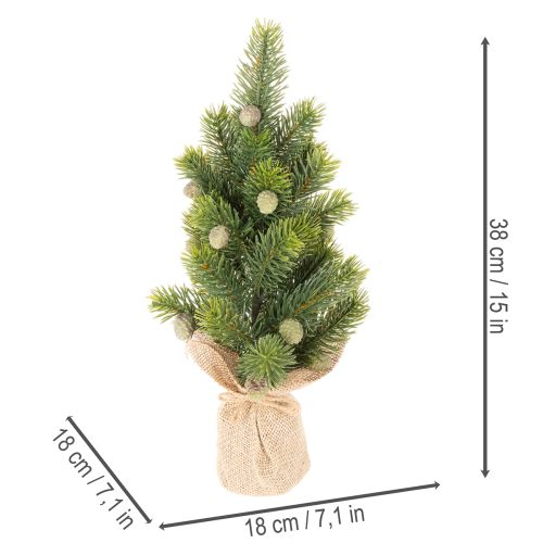 Sapin de Noël artificiel en sac de jute, petite décoration de table, mini sapin de Noël, 38 cm | Floristik24.be