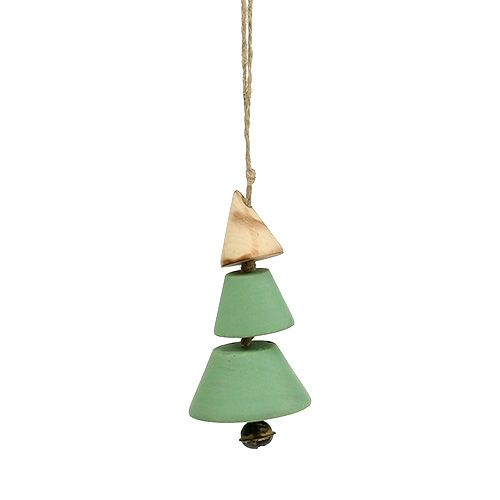 Décorations de sapin de Noël, Sapin de Noël à accrocher, Noël vert / naturel H10cm L24cm 4pcs