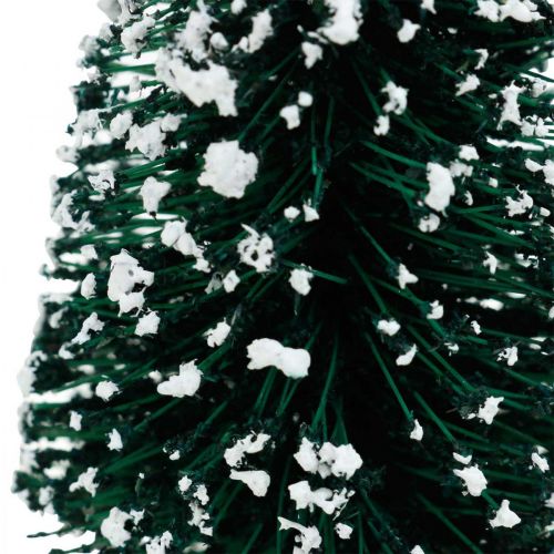 Article Sapin décoratif avec neige, décoration de Noël, Avent H13cm Ø5,5cm 2 pcs