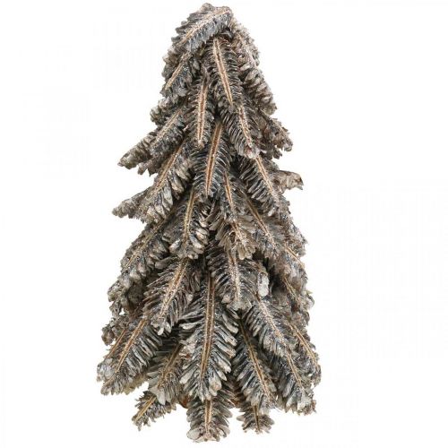 Sapin fait de cônes, sapin de Noël recouvert de neige, décorations d&#39;hiver, Avent, blanc lavé H33cm Ø20cm