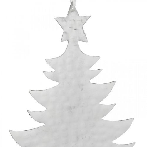 Article Pendentif sapin de Noël, décoration de l'Avent, décoration en métal pour Noël, argent 20,5×15,5 cm