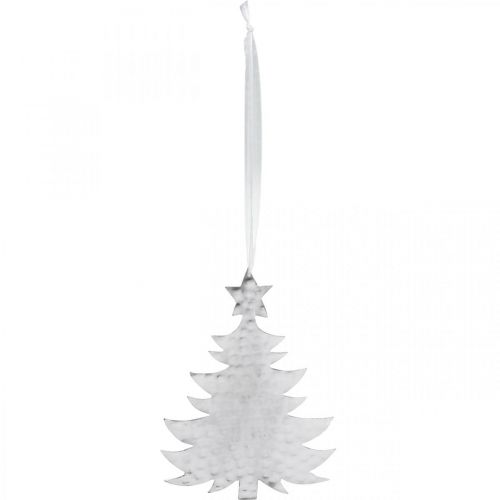 Article Pendentif sapin de Noël, décoration de l'Avent, décoration en métal pour Noël, argent 20,5×15,5 cm