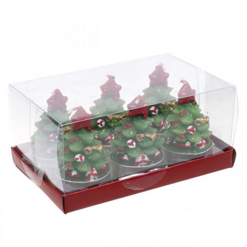 Floristik24 Bougies chauffe-plat Noël sapin H6.5cm 6pcs