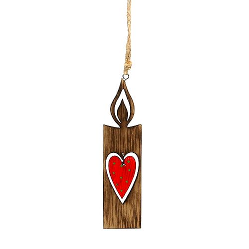 Décorations de sapin de Noël bougie en bois marron 15cm L28cm 8pcs
