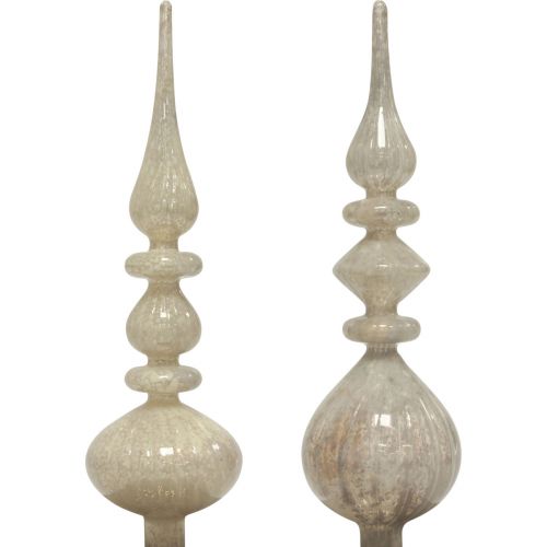 Cimier de sapin de Noël Cimier de sapin de Noël en verre blanc argenté 34 cm 1 pièce