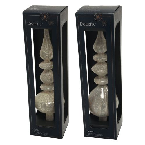 Article Cimier de sapin de Noël Cimier de sapin de Noël en verre blanc argenté 34 cm 1 pièce