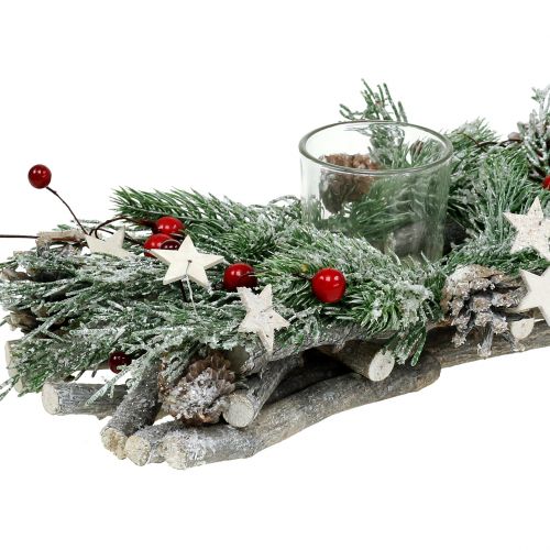 Floristik24 Arrangement de sapin pour des bougies glacées 27cm x 13cm