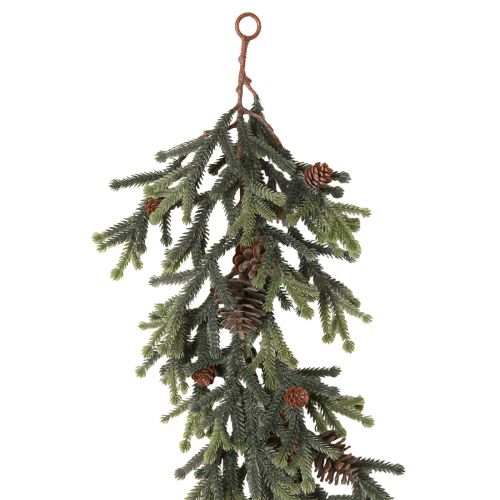 Guirlande de sapin vert avec cônes marron Noël 185cm