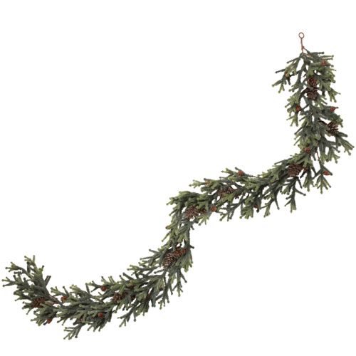 Article Guirlande de sapin vert avec cônes marron Noël 185cm