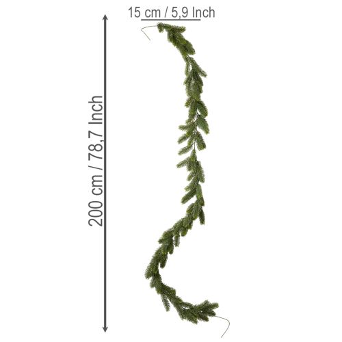Guirlande artificielle de sapin vert pour décoration festive, 200 cm | Floristik24.be