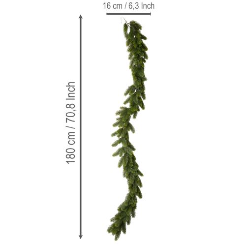 Guirlande de sapin artificiel verte, pour décoration festive, 180 cm | Floristik24.be