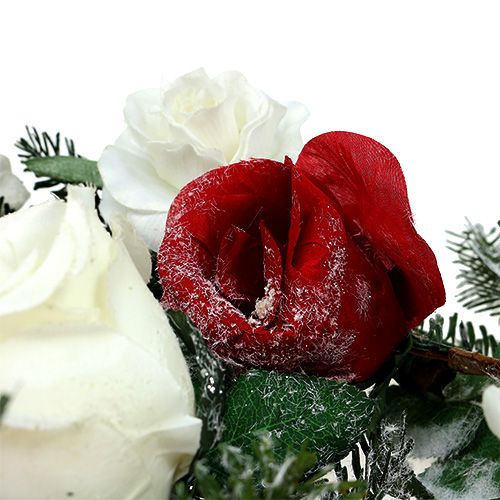 Floristik24 Guirlande de sapin aux roses enneigées 180cm