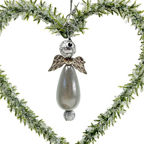 Floristik24 Coeur de sapin à suspendre avec ange 8cm vert 6pcs