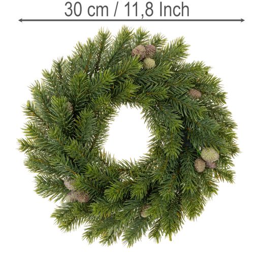 Couronne de branches de sapin artificielles avec pommes de pin, pour porte ou table, 30 cm | Floristik24.be