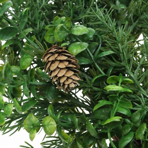 Floristik24 Couronne décorative avec branches de conifères, cônes et buis vert 60cm