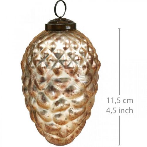 Article Pendentif pomme de pin, décorations de sapin de Noël, décoration d&#39;automne, verre véritable, aspect antique Ø7cm H11,5cm 6pcs