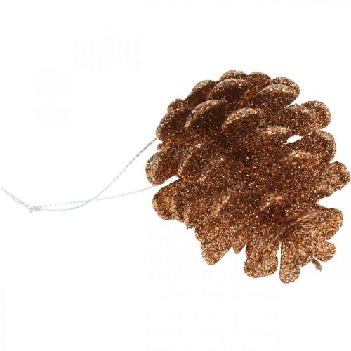 Floristik24 Décorations de sapin de Noël déco cônes paillettes cuivre H7cm 6pcs