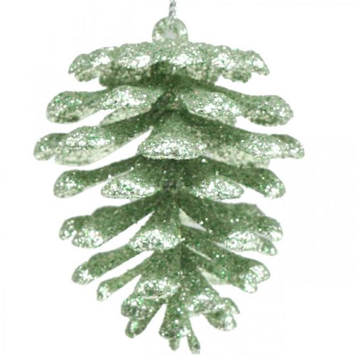 Floristik24 Décorations de sapin de Noël cônes déco paillettes menthe H7cm 6pcs