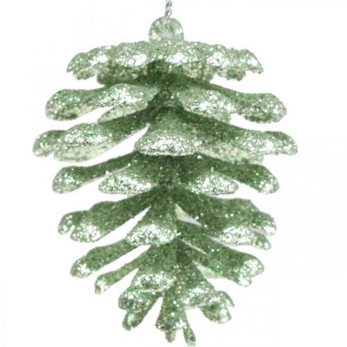 Article Décorations de sapin de Noël cônes déco paillettes menthe H7cm 6pcs