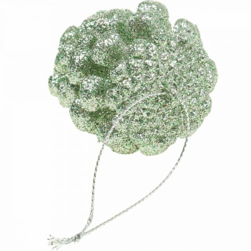 Floristik24 Décorations de sapin de Noël cônes déco paillettes menthe H7cm 6pcs