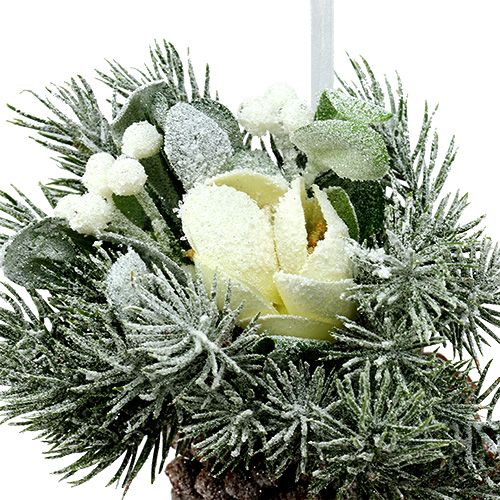 Floristik24 Pommes de pin avec décoration à suspendre blanc 25cm - 30cm