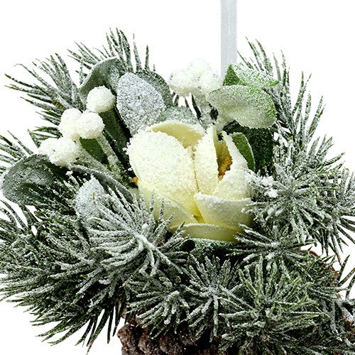 Pommes de pin avec décoration pour suspendre blanc 25cm - 30cm