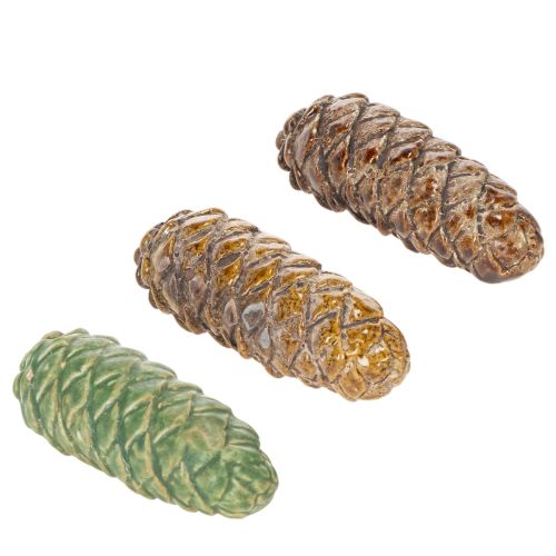 Décoration de table en céramique en forme de pomme de pin, automne, 14 cm, lot de 3. acheter | Floristik24.be