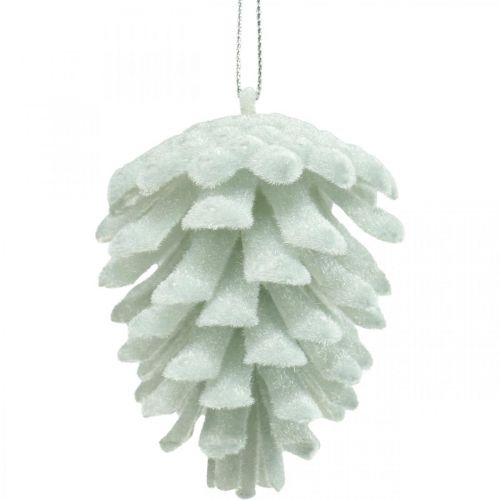 Article Pommes de pin cônes décoratifs à suspendre blanc 7cm 6 pièces