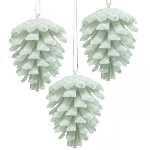 Floristik24 Pommes de pin cônes décoratifs à suspendre blanc 7cm 6 pièces