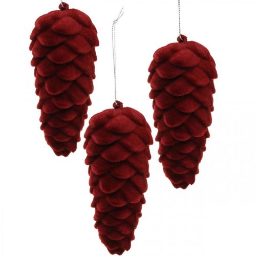 Floristik24 Cintre décoration pommes d'automne, décorations de l'avent, pommes de pin floquées rouge H13cm Ø6cm 6S