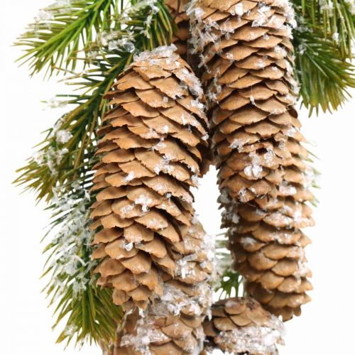 Floristik24 Vert sapin avec cônes, décoration hivernale, branche de sapin à suspendre, décoration cône enneigé L33cm