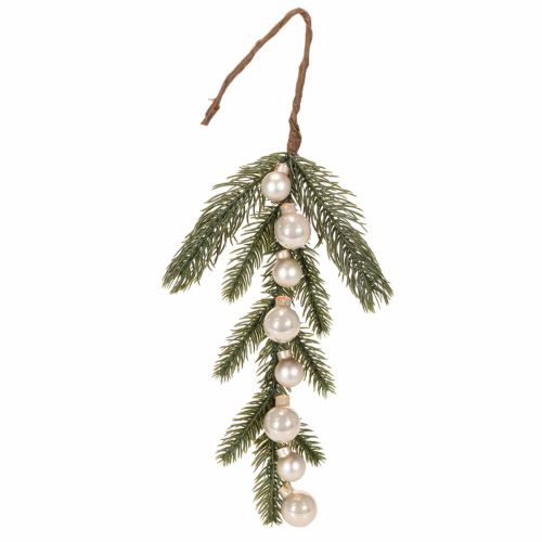 Branche de sapin artificielle avec mini boules de Noël blanches, 46 cm, 2 pièces acheter | Floristik24.be