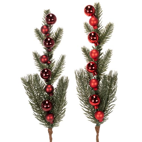 Branche de sapin artificielle avec boules de Noël, 48 cm, 2 pièces acheter | Floristik24.be