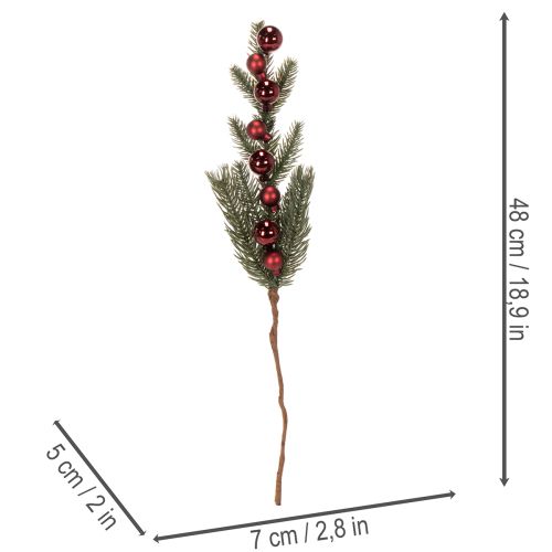 Branche de sapin artificielle avec boules de Noël, 48 cm, 2 pièces | Floristik24.be